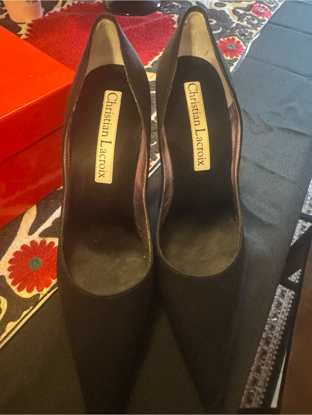 Christian Lacroix Satin Stiletto Heels EUC